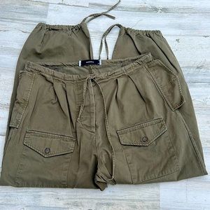 SIMONETT Utility Cargo Pants Size Medium Womens Trendy Lagenlook Sage Green